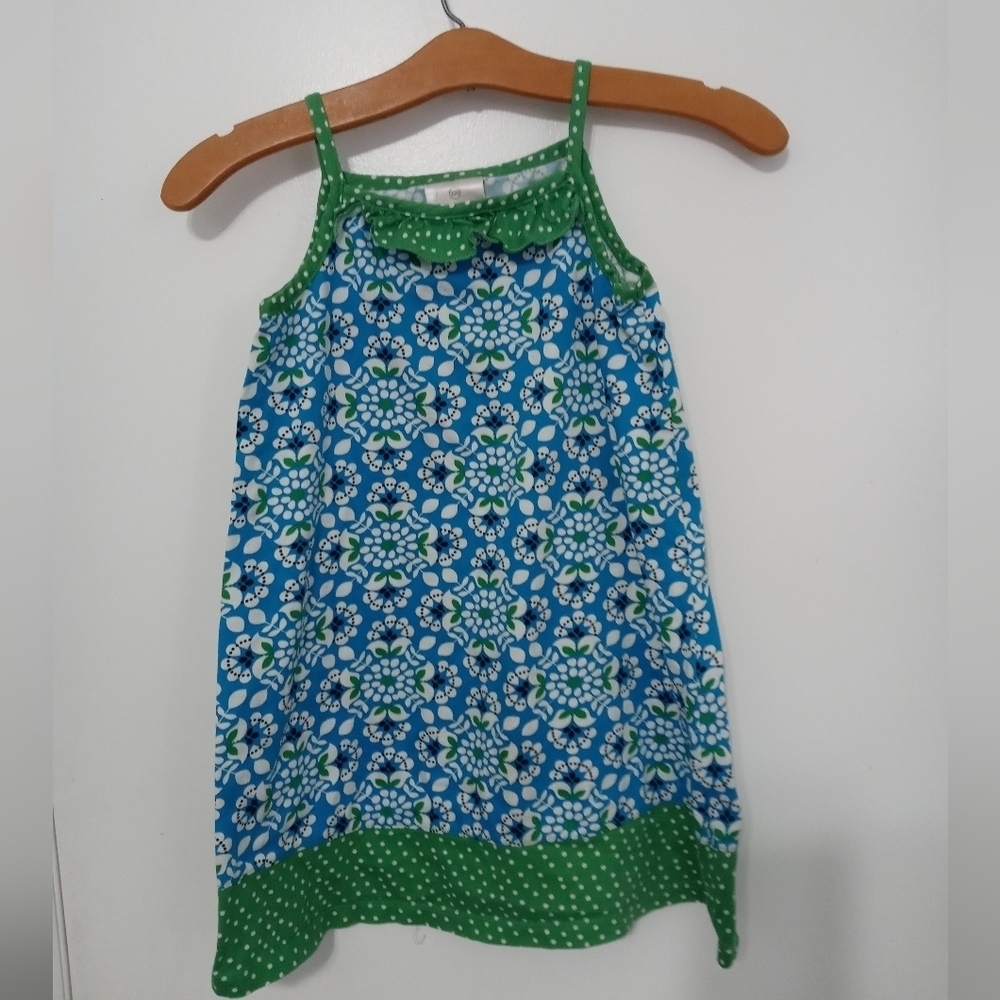 Hanna Andersson Girl's 6-8yrs (120cm) Floral Polka Dot Below the knee Tank Dress